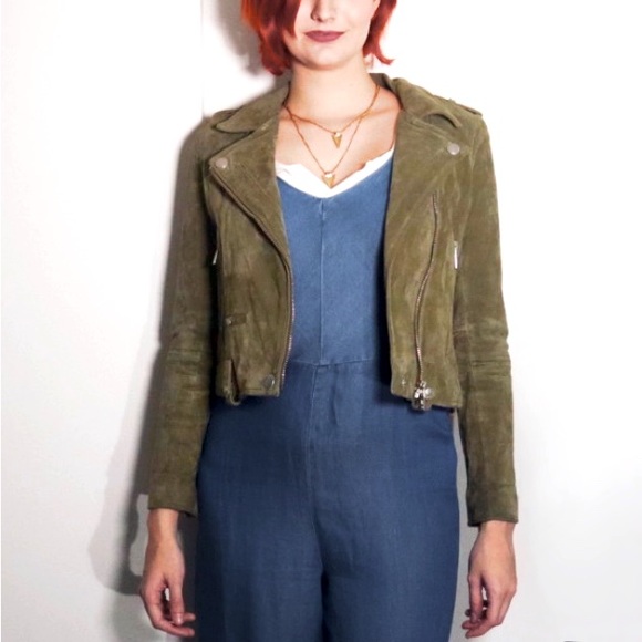 BLANK NYC- Genuine Suede Olive Green Biker Jacket - Picture 2 of 9